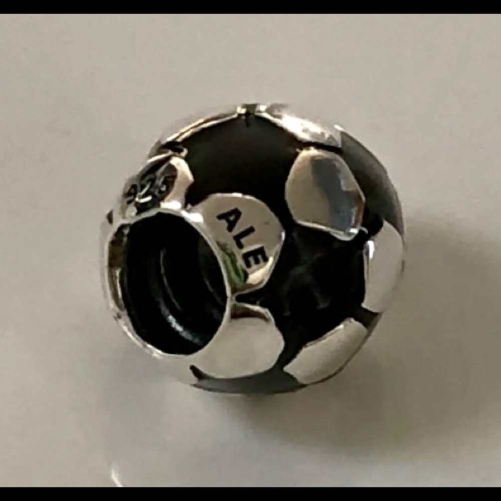 Authentic Pandora SILVER CHARM SOCCER BALL #790406 RETIRED Free Pouch